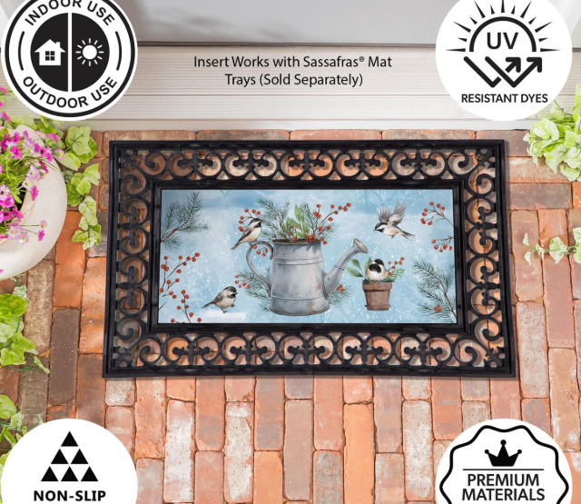 Snowbirds Chickadee Watering Can Sassafras Switch Mat Doormat Insert