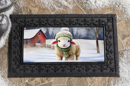 Holly Homestead Winter Lamb Sassafras Switch Mat Doormat Insert