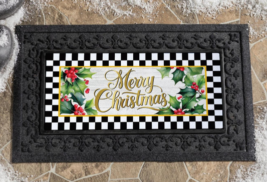 Merry Christmas Holly Sassafras Switch Mat Doormat Insert