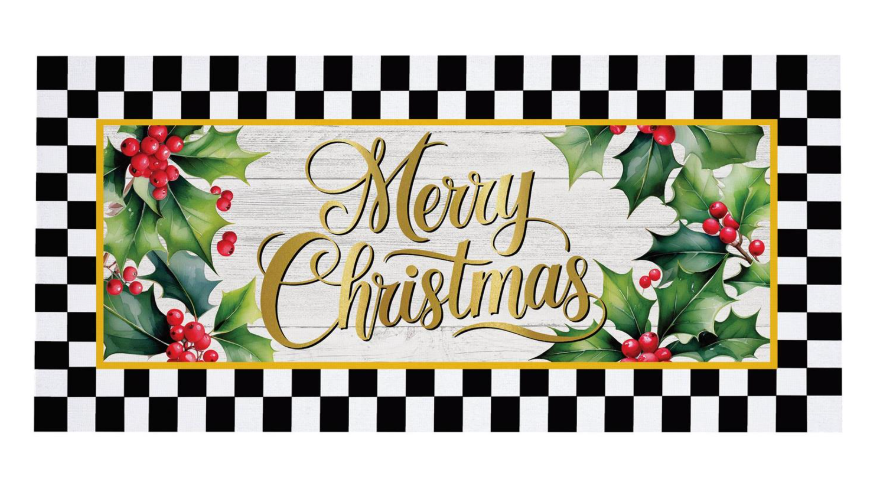 Merry Christmas Holly Sassafras Switch Mat Doormat Insert