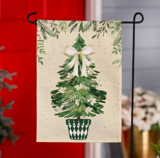 Shades of Emerald Burlap Garden Flag