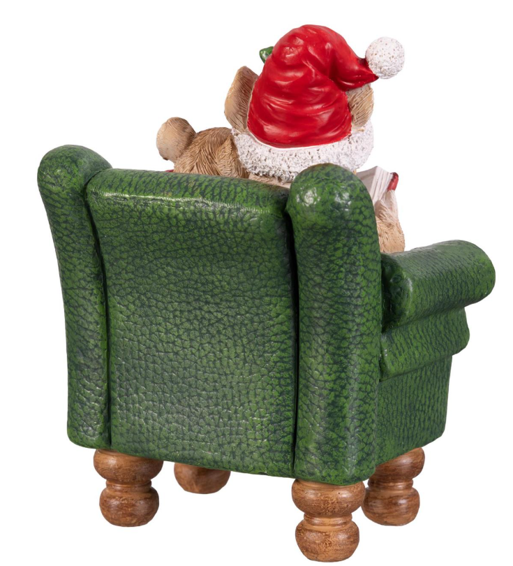 Christmas Mouse and Baby Reading a Book Resin Statuary