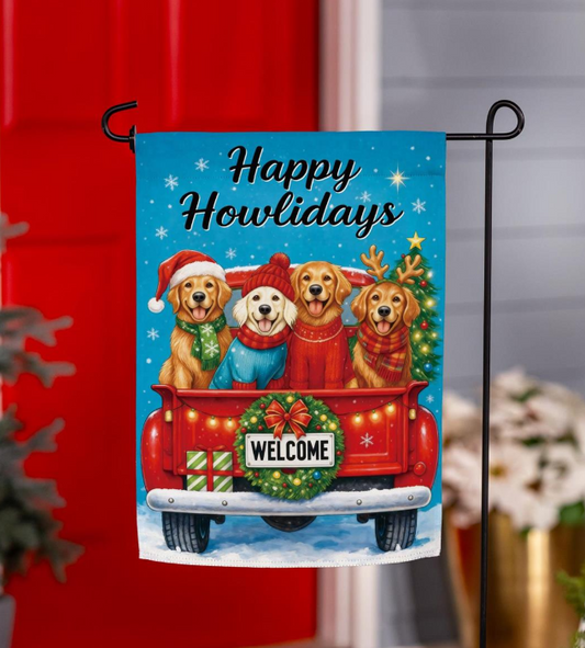 Happy Howlidays Dog Themed Christmas Garden Flag