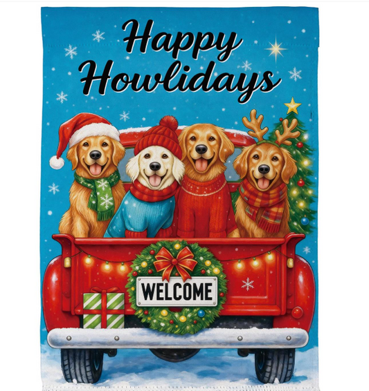 Happy Howlidays Dog Themed Christmas Garden Flag