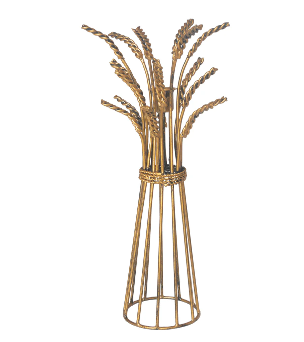 Wheat Taper Holder - Gold Metal