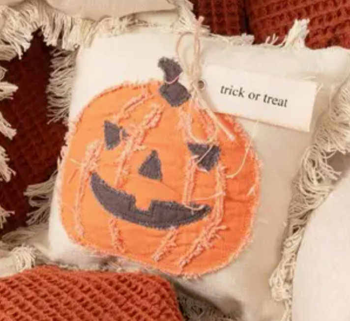 Frayed Edge Halloween Mini Pillows - Bat, Jack-o-Lantern, or Ghost