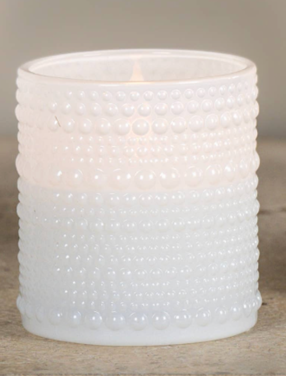White Dotted Glass Flameless LED Candle - 2 Sizes