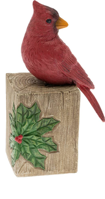 Resin Cardinal On Wood Like Post - 2 Styles