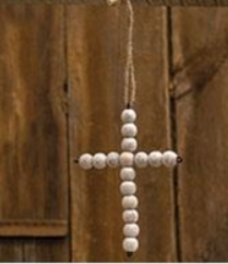 Wooden Bead Hanging Cross Ornament - 2 Options