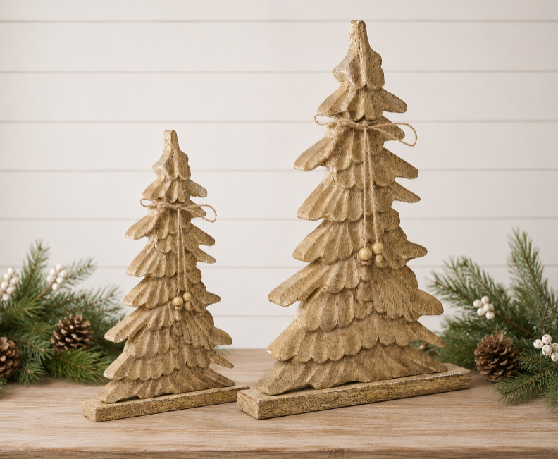 Winter Wonder Brushed Gold Wooden Tree - 2 Size Options