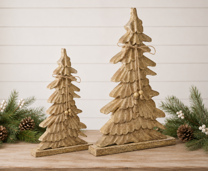 Winter Wonder Brushed Gold Wooden Tree - 2 Size Options