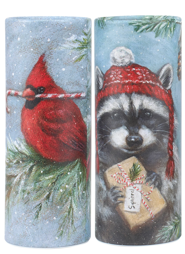 Winter Woodland Tissue Box, Great for Your Car Cup Holder - Raccon or Cardinal