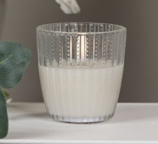 Clear Beaded Glass LED Timer Candle