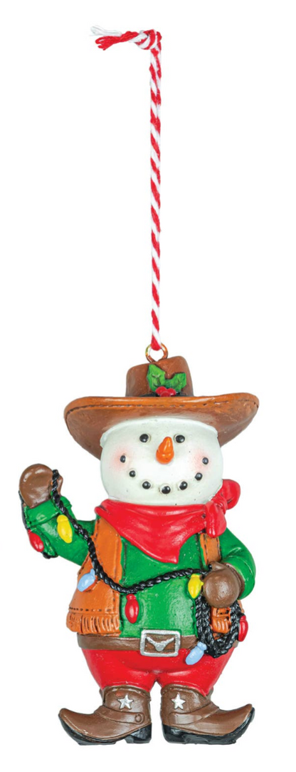 Christmas Cowboy Santa or Snowman Ornament