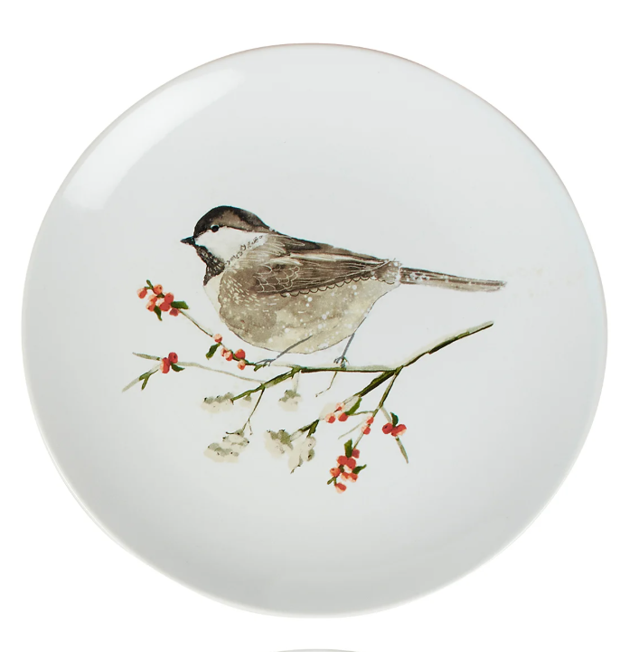 Bird on WInter Branch Stomeware Plate - 4 Options