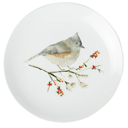 Bird on WInter Branch Stomeware Plate - 4 Options
