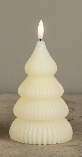 Noelle Cream Flameless LED Tree Shaped Candle - 2 Sizes