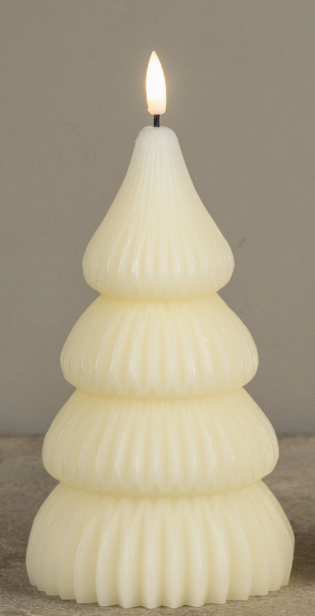 Noelle Cream Flameless LED Tree Shaped Candle - 2 Sizes