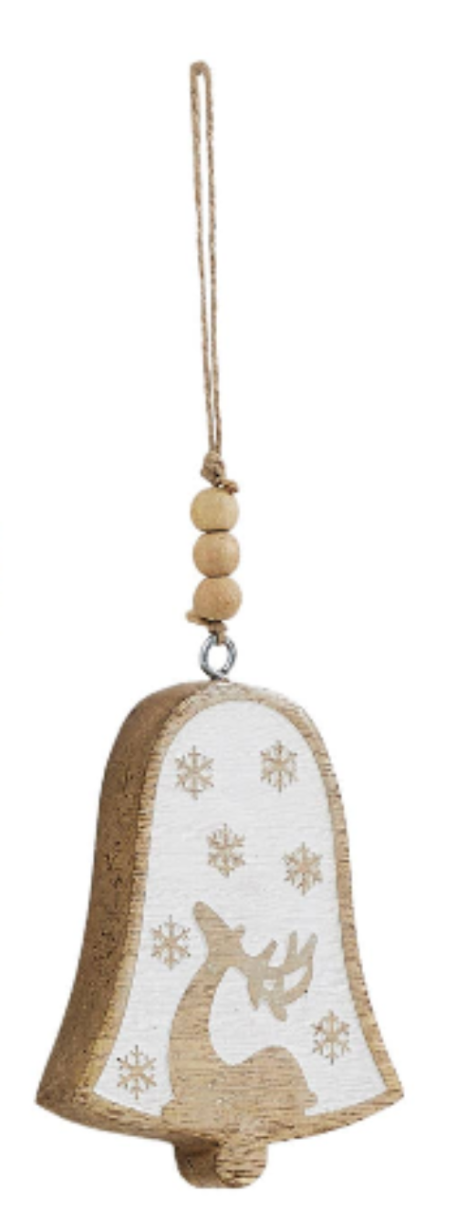 White Washed Winter Forest Deer Wooden Christmas Ornament - 3 Designs