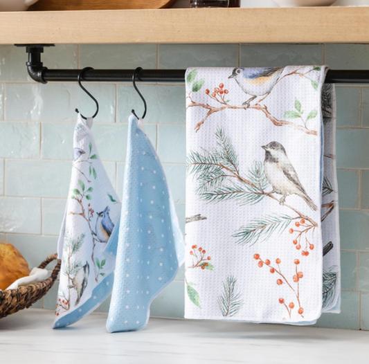 Songbirds Kitchen Gift Set Quick Dry, 1pc Towel and 2pc Dish Cloth