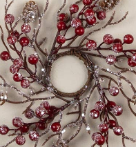 Frosted Twig and Pinecone Mini Wreath Candle Ring