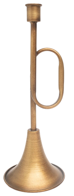 Golden Trumpet Metal Taper Candle Holder - 3 Sizes