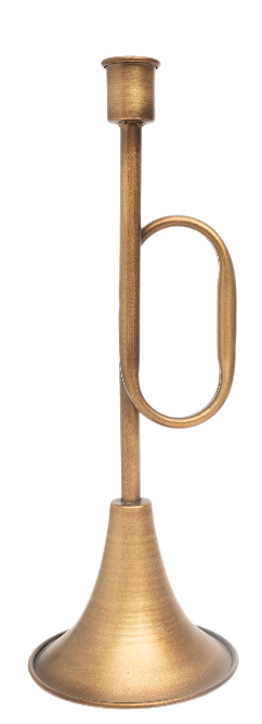 Golden Trumpet Metal Taper Candle Holder - 3 Sizes