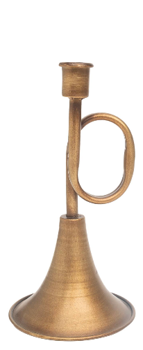 Golden Trumpet Metal Taper Candle Holder - 3 Sizes