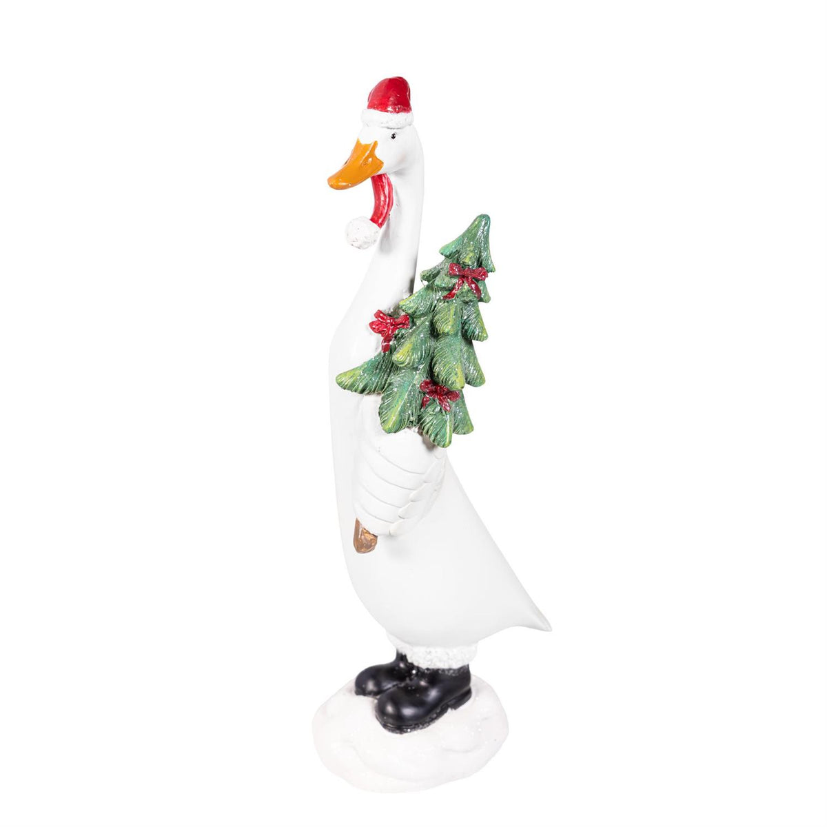 Resin Christmas Goose Statuary 9.5" - 2 Options