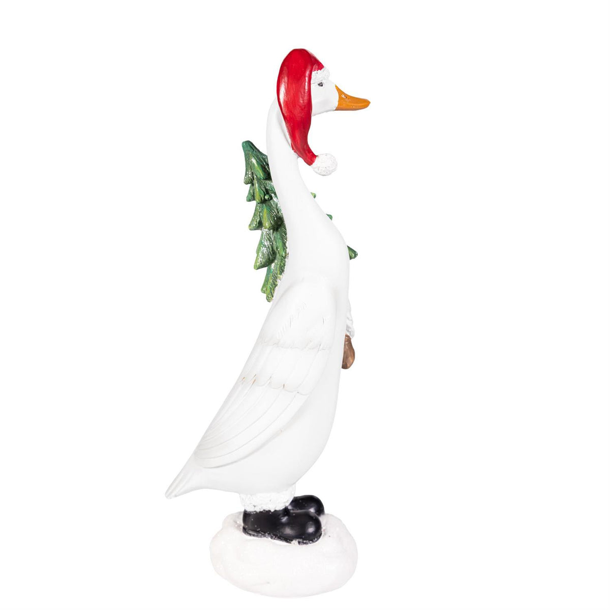 Resin Christmas Goose Statuary 9.5" - 2 Options