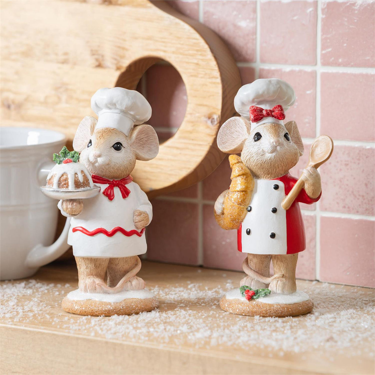 Twas the Night Before Christmas Resin Baking Mouse Statuary - 2 Designs