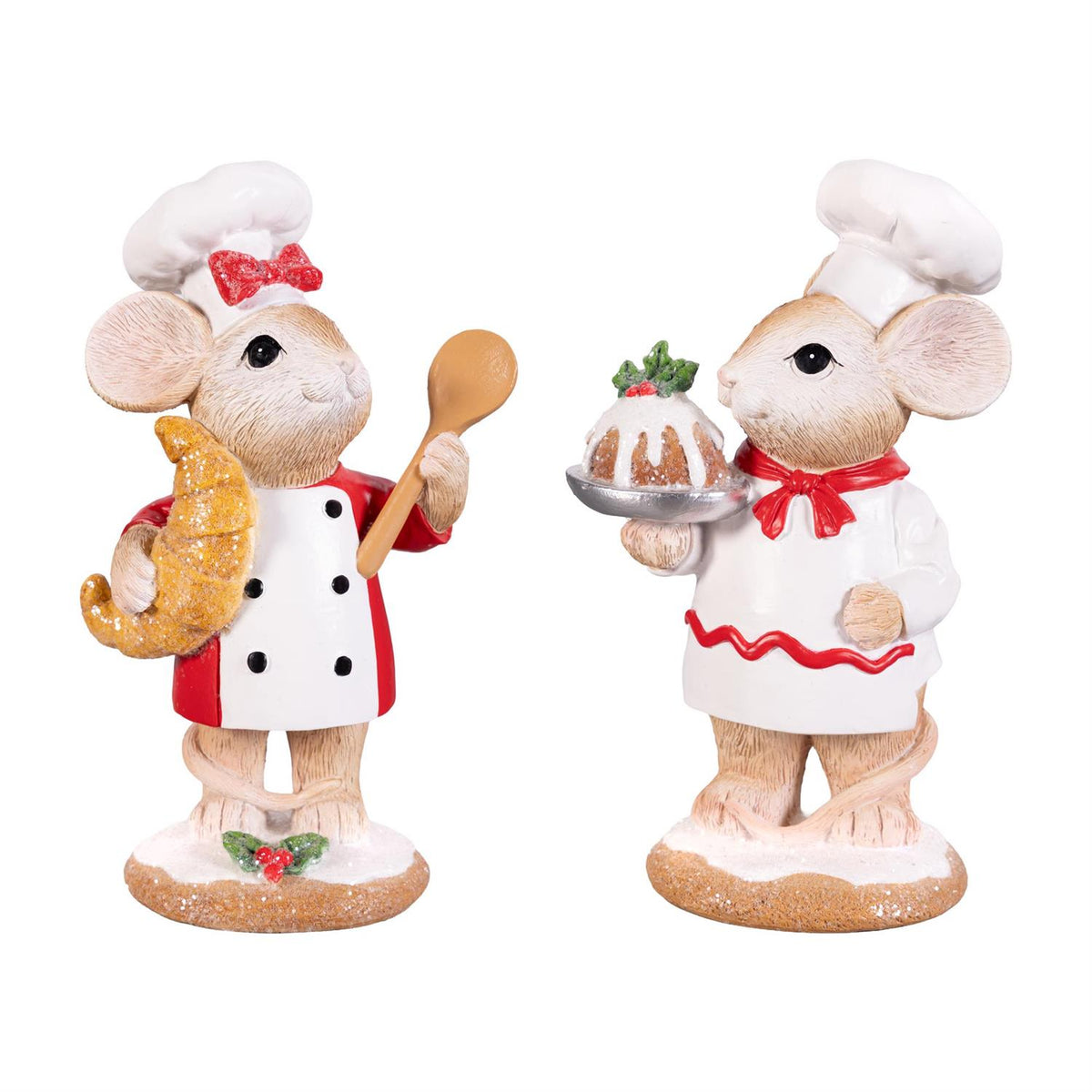 Twas the Night Before Christmas Resin Baking Mouse Statuary - 2 Designs