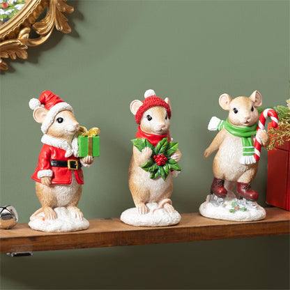 Twas the Night Before Christmas Resin Mouse Statuary - 3 Designs