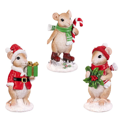 Twas the Night Before Christmas Resin Mouse Statuary - 3 Designs