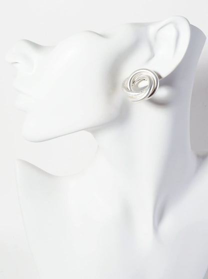 Textured Metal Three Interlocking Circle Post Earrings