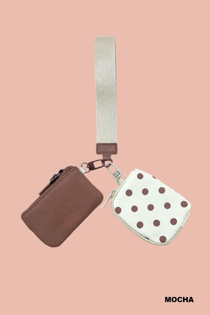 Polka Dot Duo Wristlet Keychain Wallet