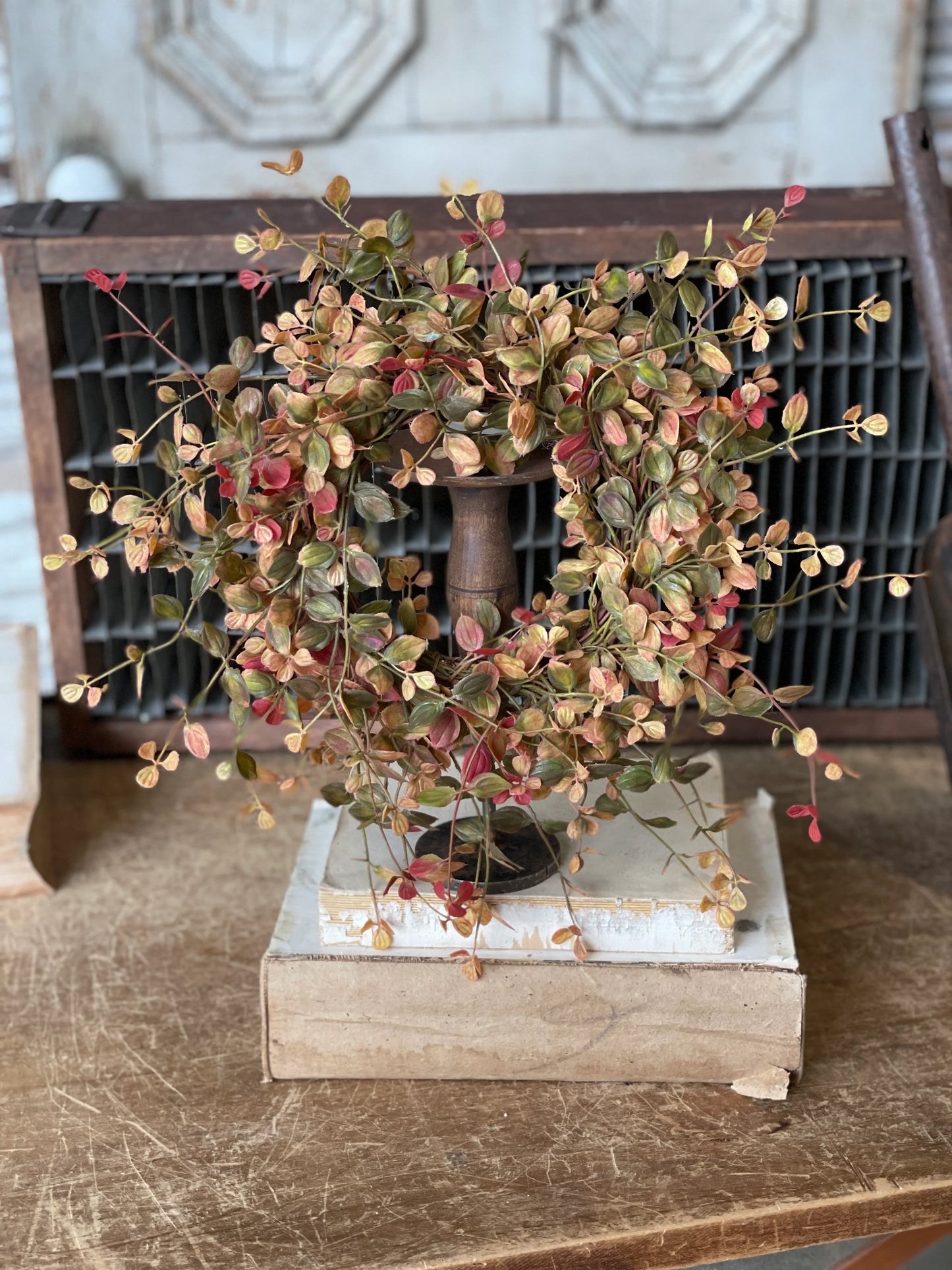 Bog Pimpernel Candle Ring Mini Wreath - Shades of Fall (4.5" Inner)