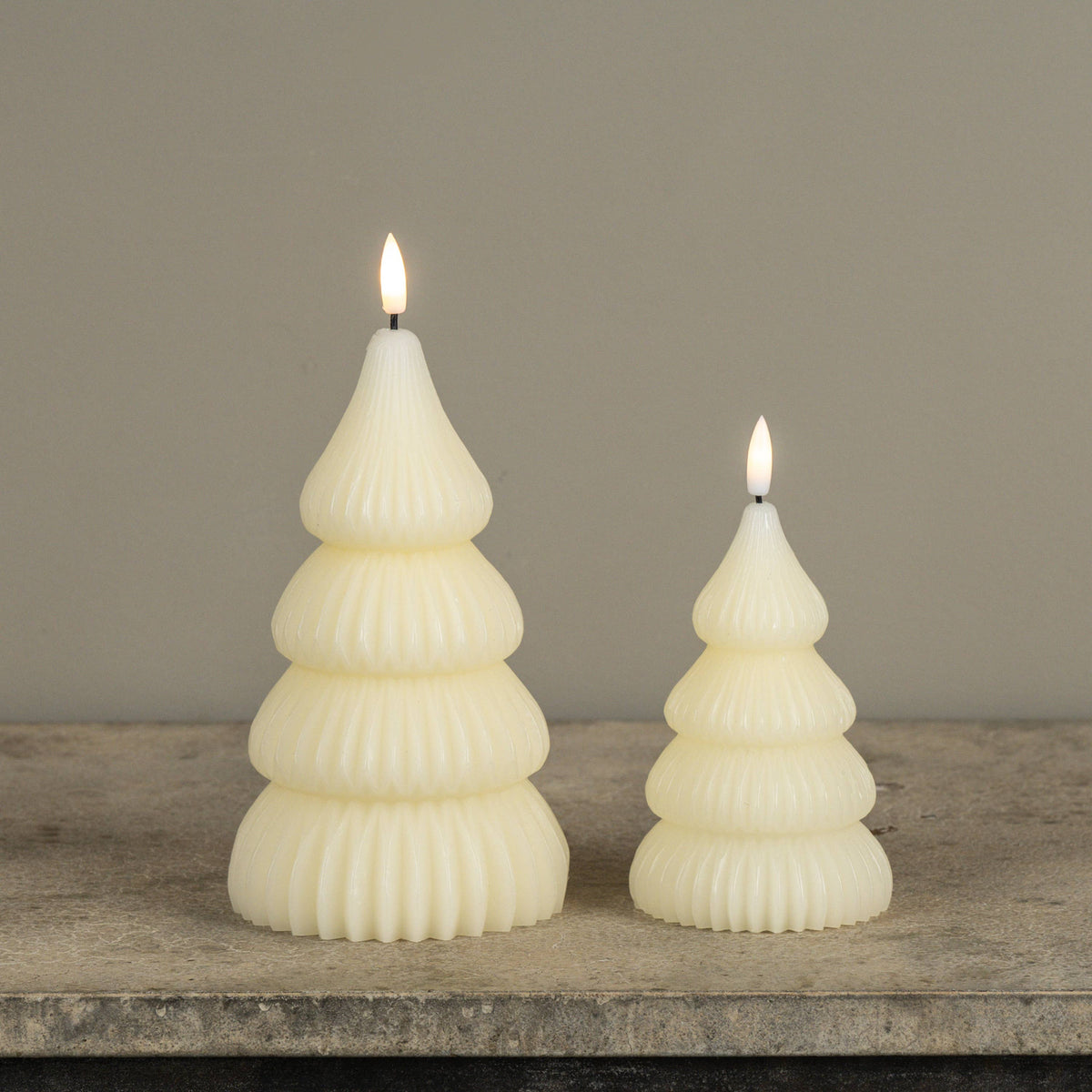Noelle Cream Flameless LED Tree Shaped Candle - 2 Sizes