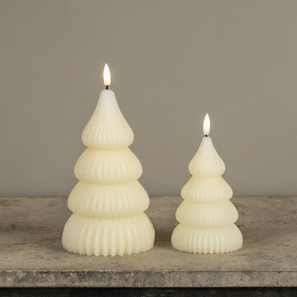 Noelle Cream Flameless LED Tree Shaped Candle - 2 Sizes