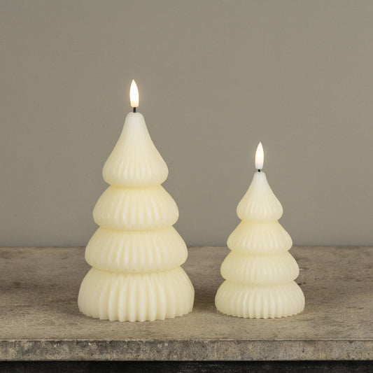 Noelle Cream Flameless LED Tree Shaped Candle - 2 Sizes