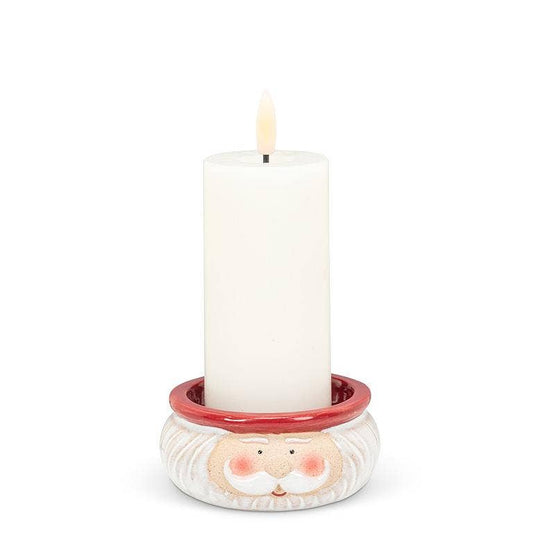 Santa Face Pillar Candle Holder Pedestal