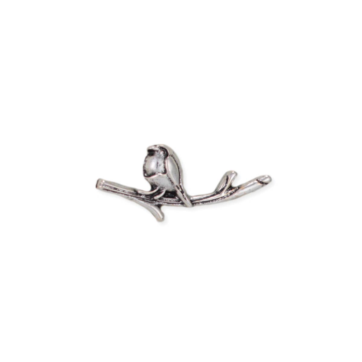 Silver Tone Bird on a Branch Post Earrings
