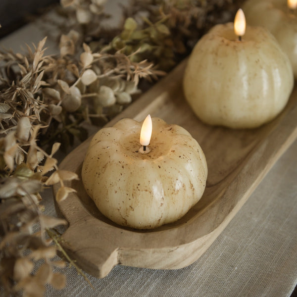 Cream Flameless Pumpkin Shaped Candle