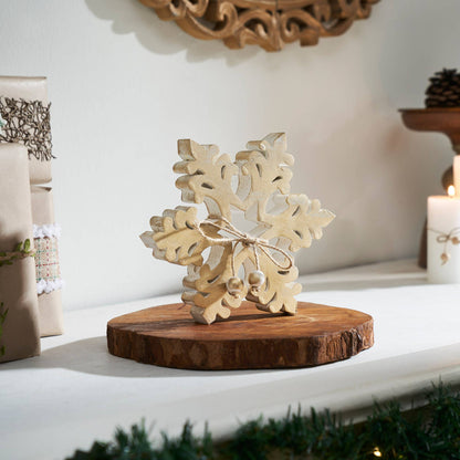 Brushed Gold Wooden Snowflake Christmas/Winter Decor - 2 Size Options