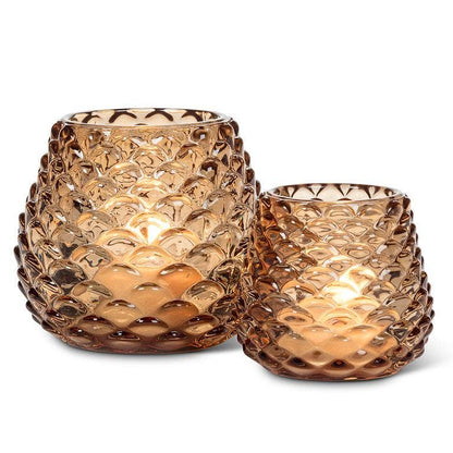 Transparent Amber Candle Holder - 2 Sizes
