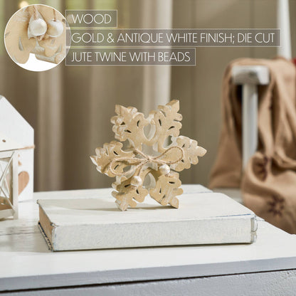 Brushed Gold Wooden Snowflake Christmas/Winter Decor - 2 Size Options