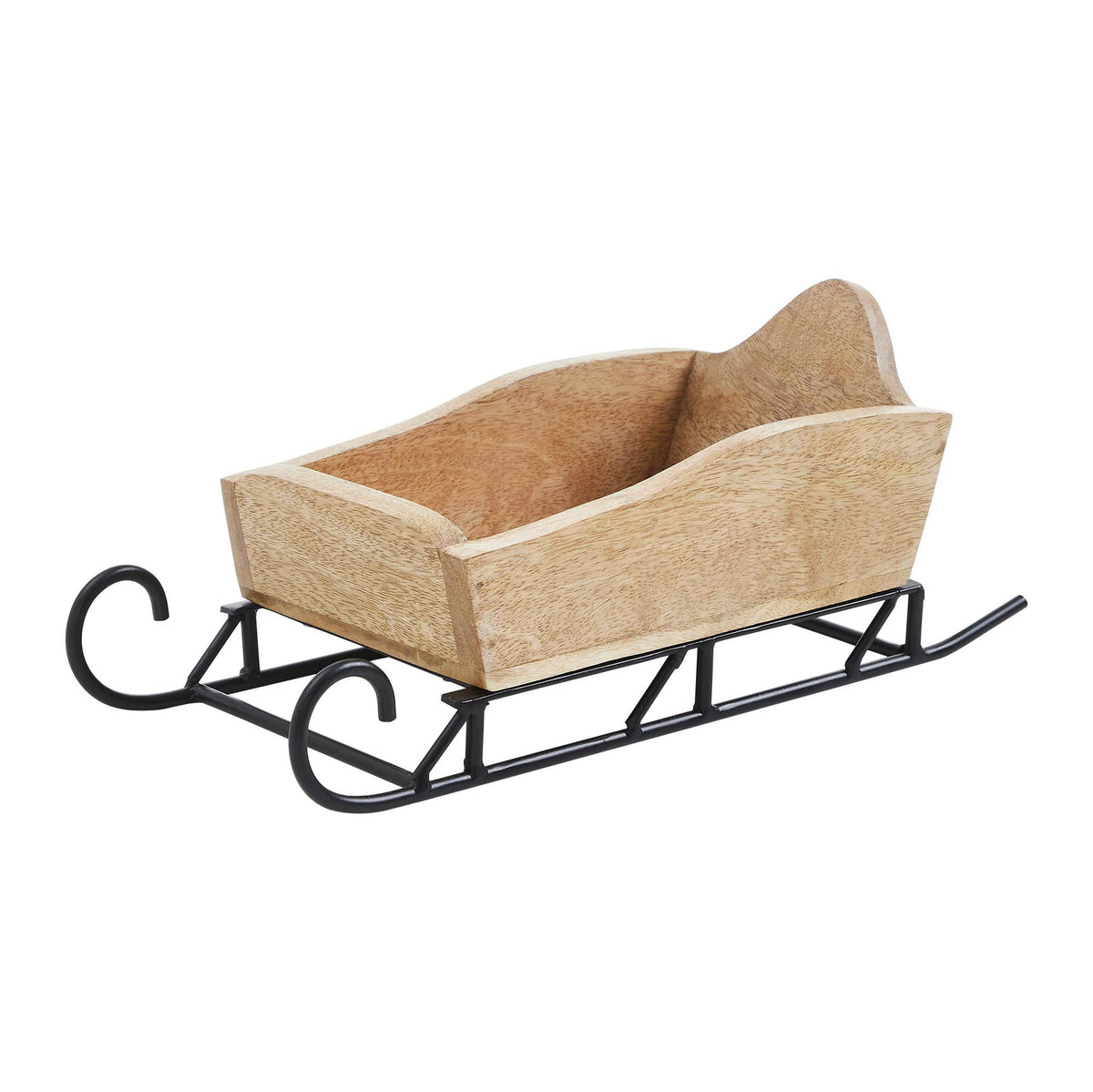 Natural Wood Christmas Sleigh Tabletop Decor