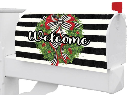 Holiday Stripes Mailbox Cover - Standard Size