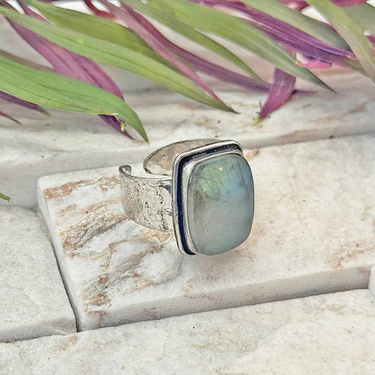 Handcrafted Kashi Semiprecious Stone Ring - Labradorite