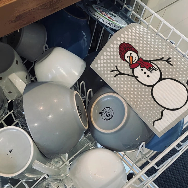 Snowman Red/Gray Swedish Cloth